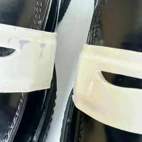 TODS Spazzolato Leather Black Platform White Penny Strap Loafer - Picture 4 of 11